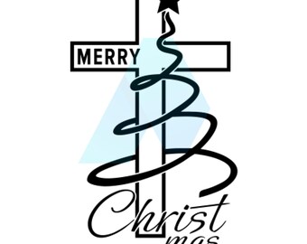 Christian Christmas Cross Design SVG PNG | Faith Cross and Tree Design, Printable Cut File for Believers, Religious Holiday Decor
