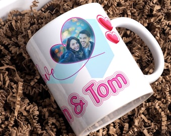 Custom Valentine Mug PNG: Personalized Photo Gift (11oz Sublimation Template)