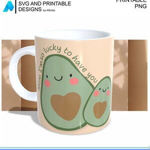 Design de tasse pour la fête des mères | Mug 11 oz, 300 dpi 8,25 x 3,85 po. | Cadeau pour maman | Design de tasse à sublimation | Meilleure maman | Valeur nutritive Mom Avocat