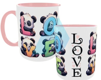 Panda Bear Love Mug Design: Valentine's Day Watercolor (PNG)