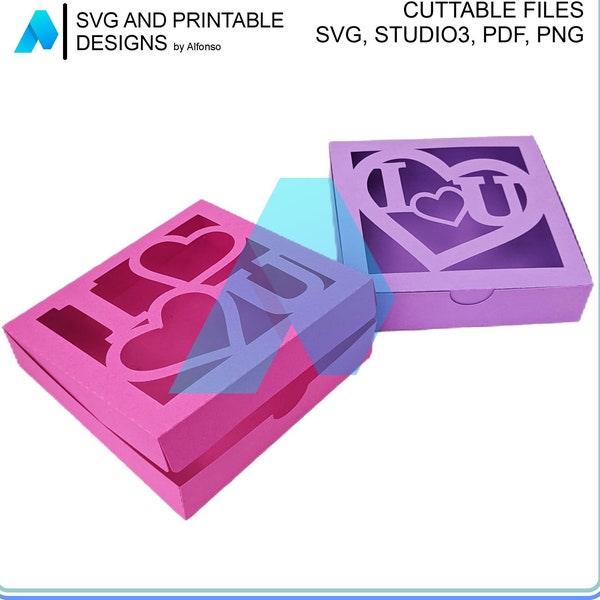 Love Heart Box SVG Cutting Files - Anniversary, Birthday, Valentine's, Engagement - Gift Favor - Square Design