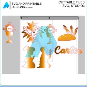 Lime à découper pour une décoration de gâteau de baptême ou de première communion | Fichiers Bautizo Primera Comunión Cameo Cricut | Fichier de police inclus