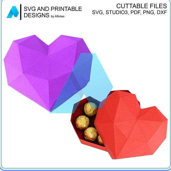 3D Herz Box Papercraft Herz Form Geschenk Box PDF Digital Tamplate DIY Valentine Low Poly Herz Box Modell Geschenk Box Valentinstag Muttertag