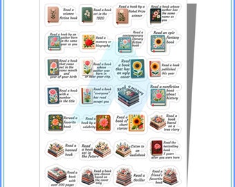 Reading Challenge Stickers: Floral Book Lover Planner (Digital File)