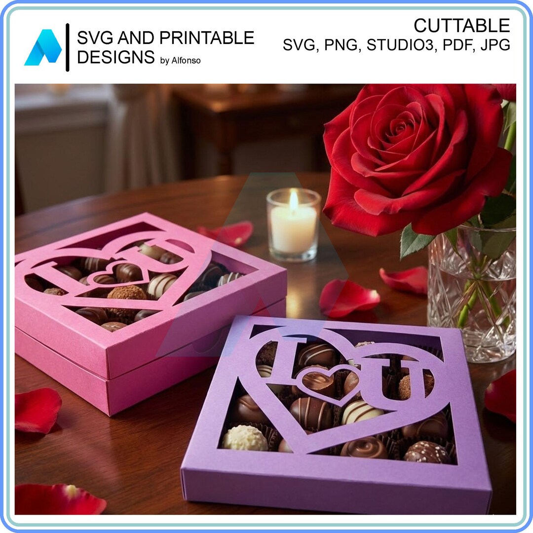 Square Heart Box SVG - DIY Gift Favor | 3D Paper Template for Cricut ...