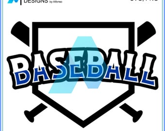 Vintage Baseball Logo Design - Home Plate and Crossed Bats - SVG PNG Files