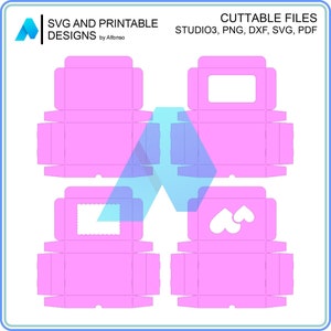 Archivo de corte de caja de regalo rectangular - 4 diseños / Plantilla de caja de regalo DIY / Tamaño personalizable / Ensamblaje sin pegamento / ¡Perfecto para regalos y más!