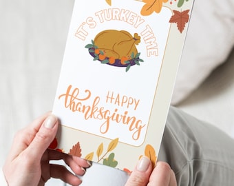Digital Thanksgiving Card printable | Cute Greeting Card | Autumn | Happy Thanksgiving | Turkey | Poison