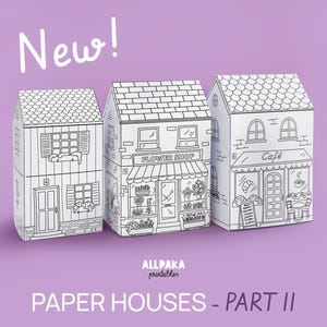 Paper Houses, Printable activity sheets, Creative art activity for kids, Paper Crafts to Coloring, Printable Templates, INSTANT DOWNLOAD