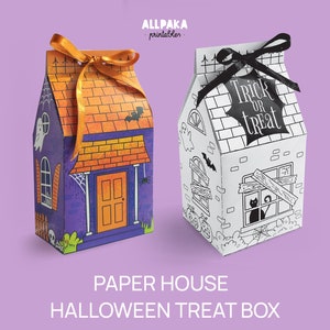 Paper House, Halloween Treat Box, Printable activity sheets, Creative art activity for kids, Paper Crafts to Coloring, INSTANT DOWNLOAD