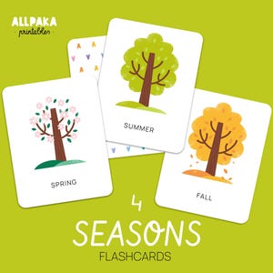 Jahreszeiten Karten, Montessori Karteikarten, Vorschulkarten, Lernkarten, Druckbare Lernmittel, SOFORTIGER DOWNLOAD