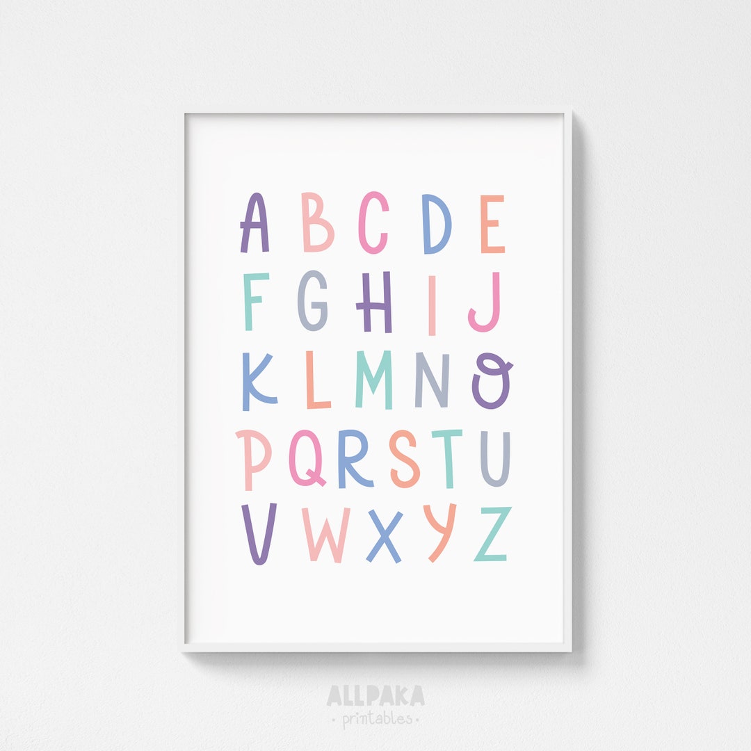 Alphabet Wall Art, ABC Poster, Pastel Color, Nursery Decor, Children’s ...