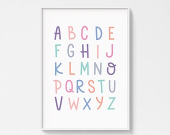 Alphabet Wall Art, ABC Poster, Pastel Color, Nursery Decor, Children’s ...