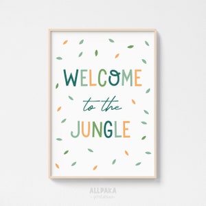 Welcome to the Jungle Wall Art, Jungle Printable,  Child Animal Poster, Boho Nursery Decor, Kid&#39;s Room Decor,  INSTANT DOWNLOAD