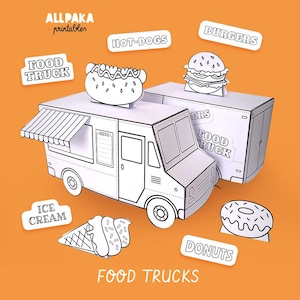 Paper Food Truck Toy for Kids • DIY Paint Your Own Food Van • Burger Hot Dog Ice Cream Donut Craft Kit • Creative Kids Gift Activity image 7