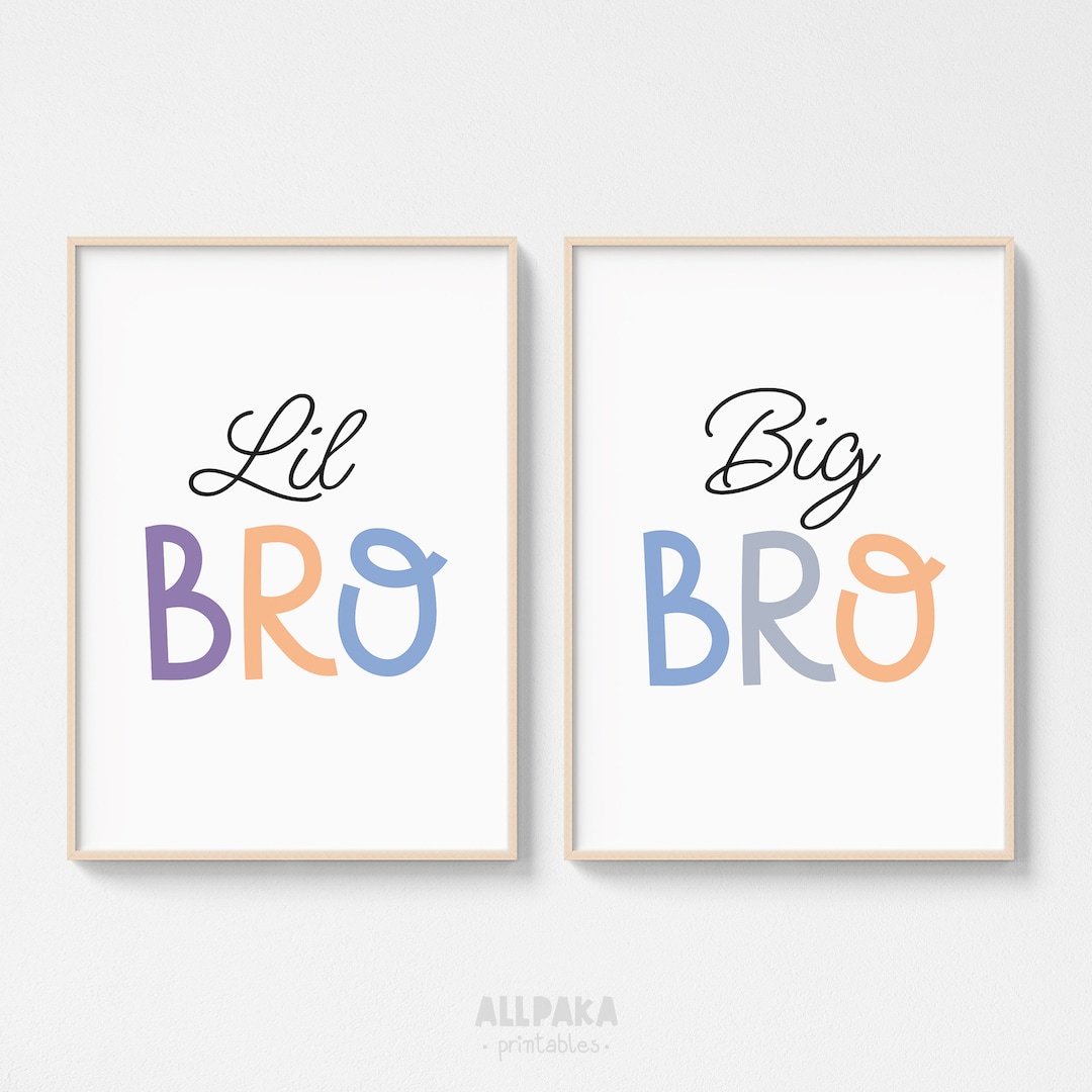 Lil Bro Big Bro Siblings Wall Art, Set of 2, Siblings Poster, Brothers