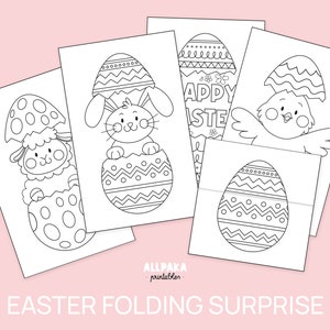 Easter Egg Folding Surprise Card, Printable activity sheets for kids, Paper Crafts to Coloring, Printable Templates, INSTANT DOWNLOAD