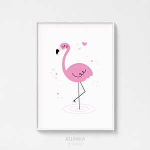Flamingo Wall Art, Animal Printable, Nursery Decor, Kid&#39;s Room Decor, Child Animal Poster, Kid&#39;s Room Decor,  INSTANT DOWNLOAD