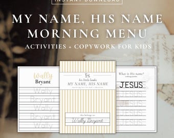 Christian Morning Menu Bundle, Kids Homeschool Activity (PDF)