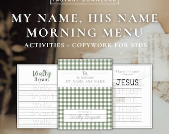 Christian Morning Menu Bundle, Personalized Kids Homeschool (PDF)