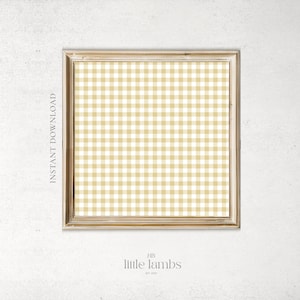 Vintage Yellow Gingham Print | Cottagecore Wall Art | Nursery Wall Art | Farmhouse Wall Decor | Yellow Gingham Print | Digital Download