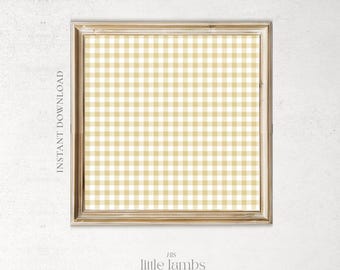 Vintage Yellow Gingham Print: Cottagecore Nursery Wall Art (Digital Download)