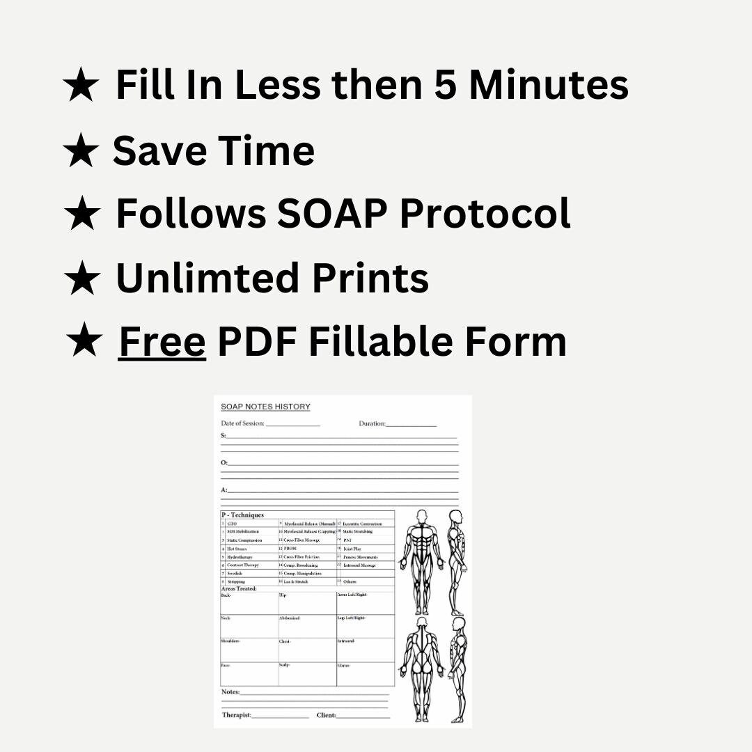 Fast Easy to Fill SOAP Notes Massage Therapist Free PDF Fillable Form ...