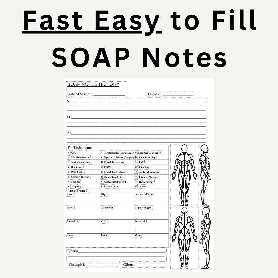 Fast Easy To Fill Soap Notes Massage Therapist Free Pdf Fillable Form Etsy