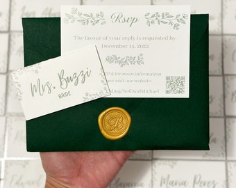 Segnaposto per matrimonio STAMPATO / Segnaposti da tavolo Carte tenda personalizzate, biglietto da visita per matrimonio piegato, verde, segnaposto per posti a sedere