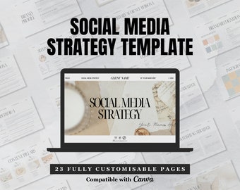 Modelo de estratégia de mídia social | Estratégia de Cliente para Mídias Sociais | Proposta de Marketing | Modelo Canva de gerente de mídia social