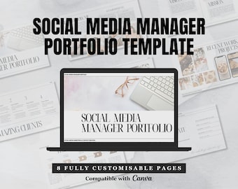 Social Media Portfolio Template | Portfolio Template for Social Media Manager | Minimalist Canva Template | Social Media Manager Template