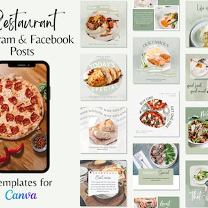 Restaurant Social Media Templates | Restaurant Instagram Posts | Food Instagram Canva Templates | Foodie Instagram | Instagram Templates