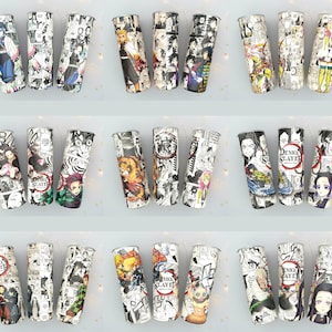 9 PNG | 20 Oz Skinny Tumbler, Anime Sublimation Design PNG, Manga Panel Collage, Straight Tumbler, Digital Download, Instant Download