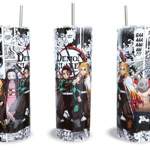 2 PNG | 20 Oz Skinny Tumbler, Anime Sublimation Design PNG, Manga Panel Collage, Straight Tumbler, Digital Download, Instant Download