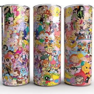 20 Oz Skinny Tumbler, Cartoon Sublimation Design PNG, Cartoon Panel Collage, Straight Tumbler, Digital Download, Instant Download