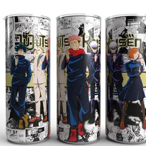 20 Oz Skinny Tumbler, Anime Sublimation Design PNG, Manga Panel Collage, Straight Tumbler, Anime Digital Download, Instant Download