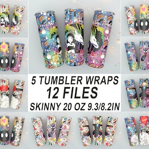 5 PNG | 20 Oz Skinny Tumbler, Anime Sublimation Design PNG, Manga Panel Collage, Straight Tumbler, Digital Download, Instant Download