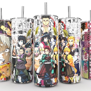 26 PNG, copo magro de 20 onças, pacote de sublimação de anime PNG, colagem de painel de mangá, copo reto, download digital de anime, download instantâneo
