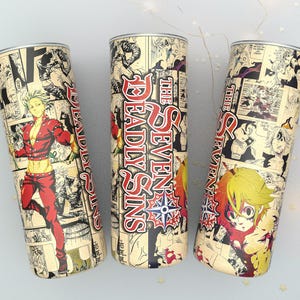 20 Oz Skinny Tumbler, Anime Sublimation Design PNG, Manga Panel Collage, Straight Tumbler, Anime Digital Download, Instant Download