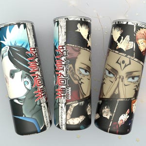 20 Oz Skinny Tumbler, Anime Sublimation Design PNG, Manga Panel Collage, Straight Tumbler, Anime Digital Download, Instant Download