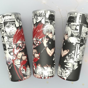 20 Oz Skinny Tumbler, Anime Sublimation Design PNG, Manga Panel Collage, Straight Tumbler, Anime Digital Download, Instant Download