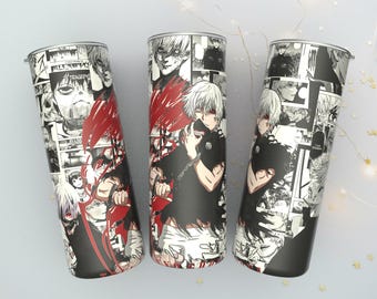 Magere beker van 20 oz, anime-sublimatieontwerp png, mangapaneelcollage, rechte beker, anime digitale download, Instant Download