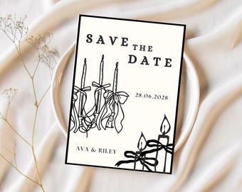 Handgeschriebene Save The Date Vorlage Skurrile Save the Date Karten handgezeichnete Save the Date Hochzeits-benutzerdefinierte personalisierte einzigartige Hochzeit lädt ein