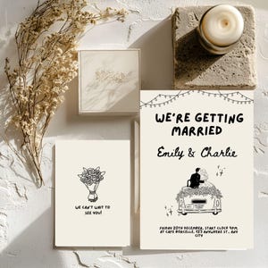 Hand Drawn Wedding Invitation Suite Template Handwritten Wedding Invite Printable Whimsical Wedding Reception Invitation with QR Code RSVP
