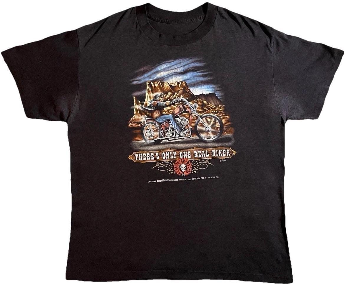 Vintage 1987 Easyriders There's Only One Real Biker 3D Emblem T