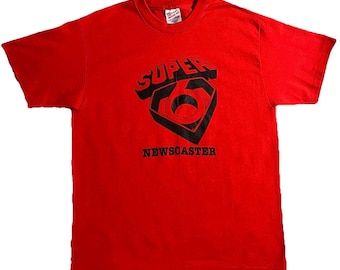 Vintage 80s 90s Super 6 Newscaster T-Shirt Size Large Made In USA Single Stitch