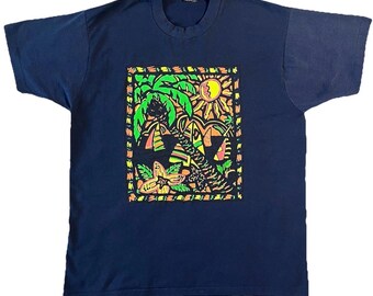 Vintage 80s 90s Island T-Shirt Navy Size XL Made In USA Single Stitch