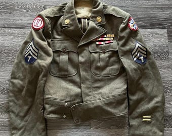 Vintage WW2 American US Army Ike Jacket Dress Uniform 36R
