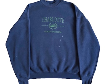 Vintage 90s North Carolina Sweatshirt Navy XL Crewneck Pullover Made In USA 1990s