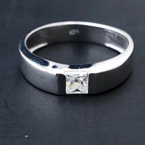 Moissanite wedding band, 925 Sterling silver/14k Solid Gold Moissanite engagement ring for men and women,Princess Cut D Color VVS Moissanite